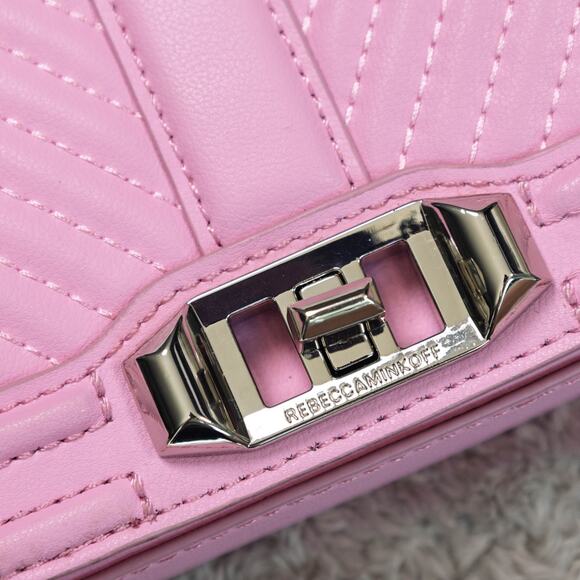 Rebecca Minkoff Chevron Quilt Mini Crossbody Bag Pink Leather Silver Hardware - Picture 11 of 14